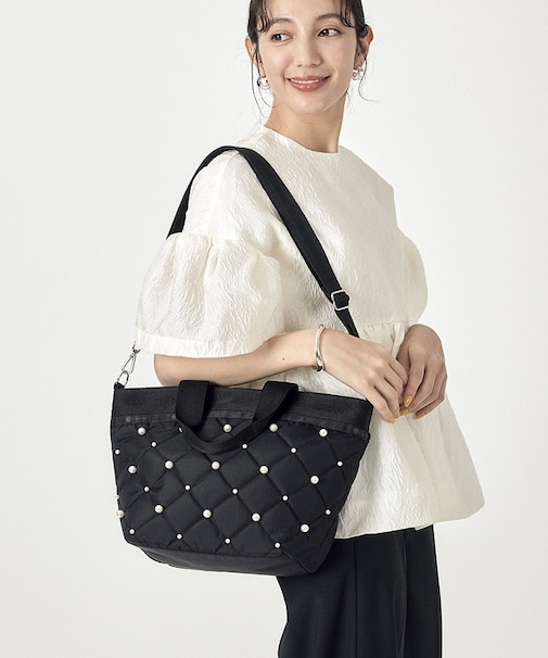 BUCKET TOTE W PEARLS2 ブラックパール