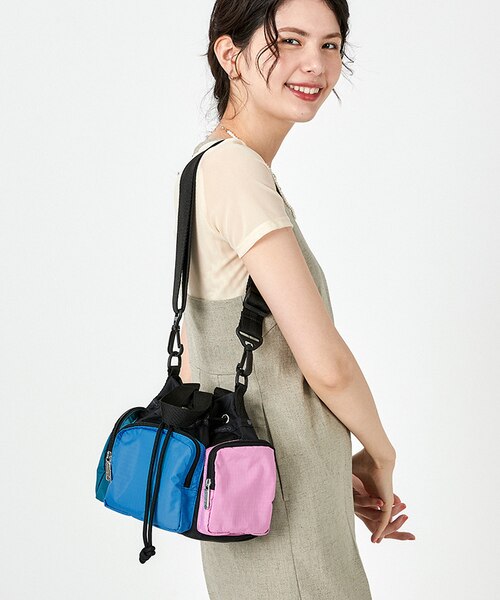日本完売★LeSportsac CONV DRAWSTRING CROSSBODY CONV DRAWSTRING CROSSBODY ティール/ヴィヴィッド/フューシャ