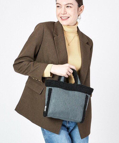 SMALL TWO WAY DENIM TOTE ブラックデニム/ブラックシェルパ