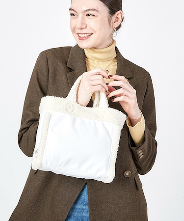 SMALL TWO WAY DENIM TOTE ホワイトデニム/クリームシェルパ