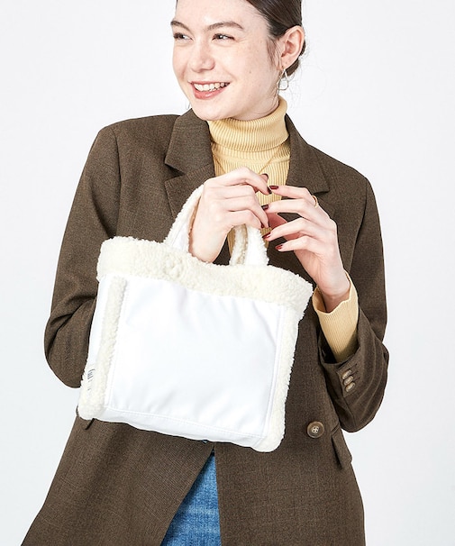 SMALL TWO WAY DENIM TOTE ホワイトデニム/クリームシェルパ