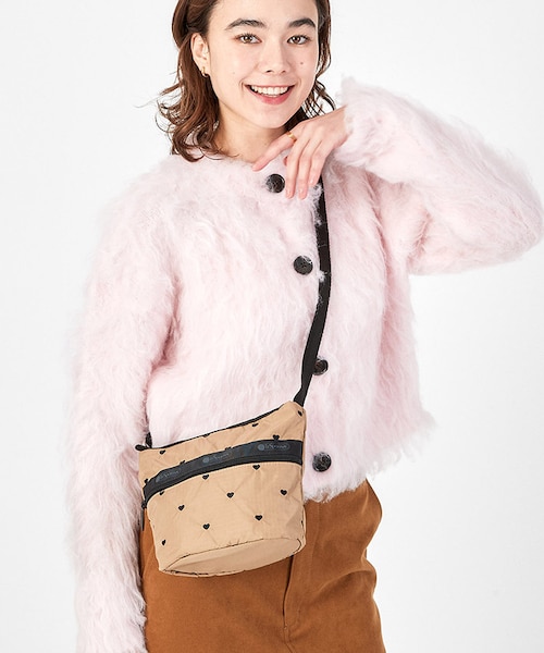 ■LeSportsac■MINI BUCKET SHOULDER BAGモカブラックハート MINI BUCKET SHOULDER BAG モカブラックハートエンブロイダリー