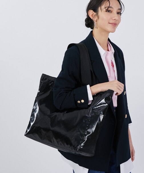 LG REVERSIBLE TOTE 2ウェイブラックシャイン/メレンゲ
