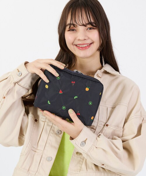 ★LeSportsac★ Mixed Fruit Embroidery Extra Large Rectangula EXTRA LARGE RECTANGULAR COSMETIC ミックスドフルーツエン