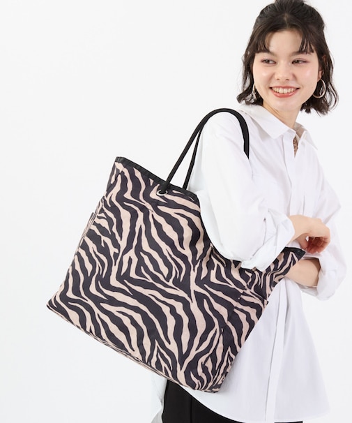 LARGE 2 WAY TOTE ラフィアゼブラ/ブラック