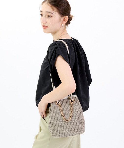 CHAIN CROCHET SM BUCKET ベージュクロシェ