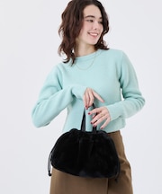 FUR DRAWSTRING TOTE ブラックフラッフィーファー