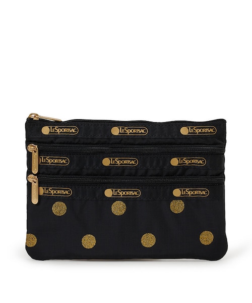 3ZIP COSMETIC ゴールドグリッタードッツ｜レスポートサックの通販