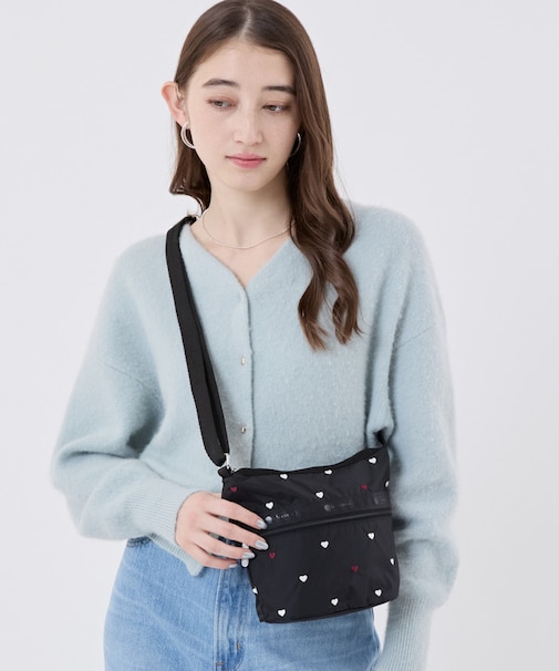 MINI BUCKET SHOULDER BAG レッド/ホワイトハートEMB