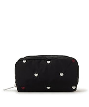 RECTANGULAR COSMETIC レッド/ホワイトハートEMB