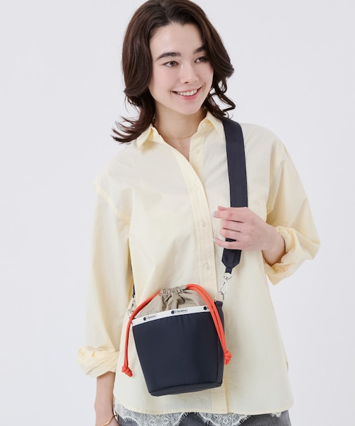 SM DRAWSTRING BUCKET ディープシーベージュ/マンダリンコード