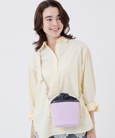SM DRAWSTRING BUCKET ライラックグレー/サンドバーコード