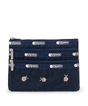 3ZIP COSMETIC ピンクローズエンブロイダリー