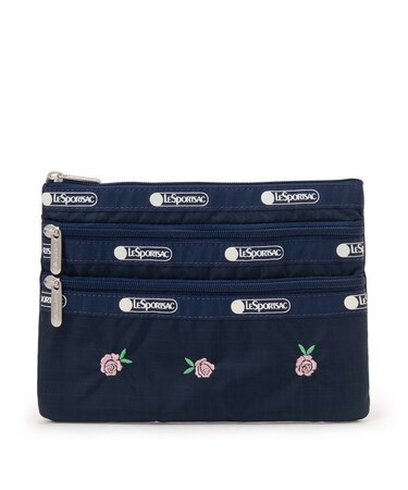 3ZIP COSMETIC ピンクローズエンブロイダリー