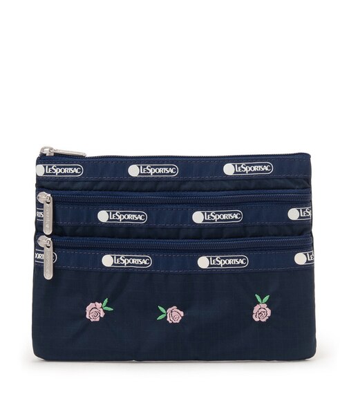 3ZIP COSMETIC ピンクローズエンブロイダリー