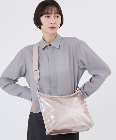 MEDIUM ZIP SHOULDER ローズゴールドシャイン