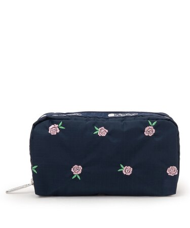 RECTANGULAR COSMETIC ピンクローズエンブロイダリー