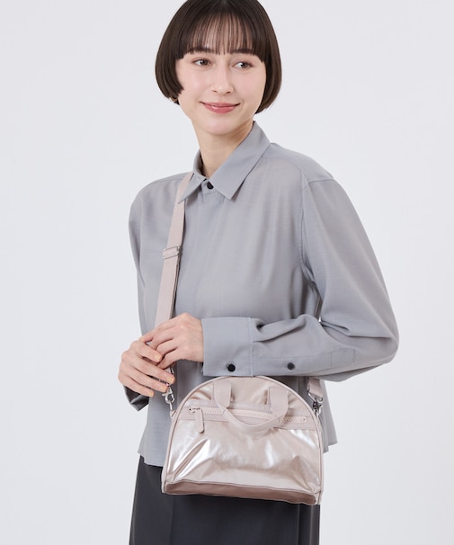 ROUND SM SATCHEL ローズゴールドシャイン