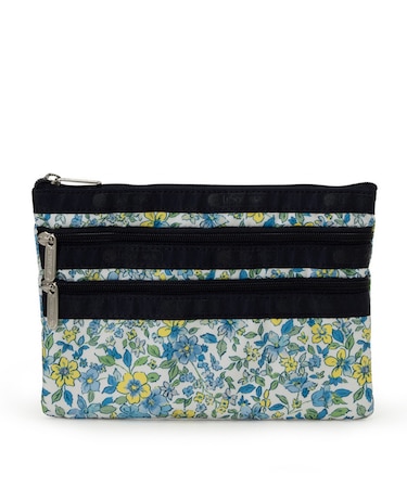 3ZIP COSMETIC タペストリーフラワーブルー