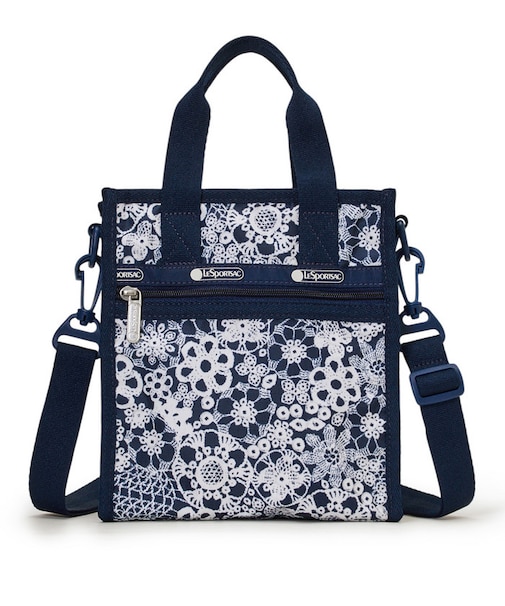 MINI N/S TOTE フローラルレースネイビー