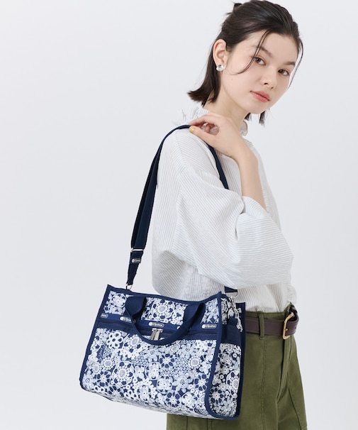LARGE E/W TH TOTE フローラルレースネイビー
