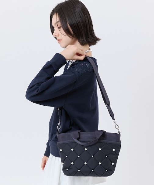 SM BUCKET TOTE W PEARLS ディープシーパール