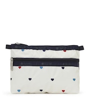 COSMETIC CLUTCH トリコロールハートエンブロイダリー