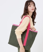 LG HANDLE ADJ TOTE アボカド/ベージュピンクウェビング