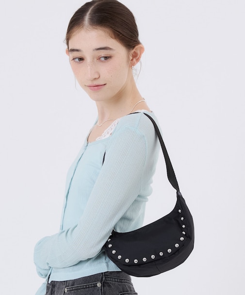 STUDS SM ZIP HOBO ブラックスタッズ
