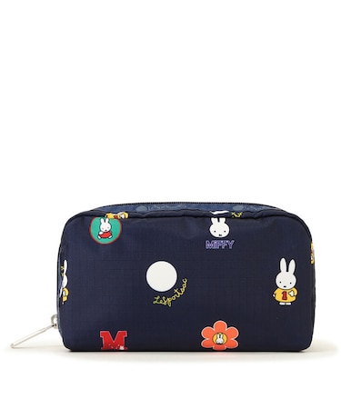 【LeSportsac×Miffy】RECTANGULAR COSMETIC ミッフィーネイビーポルカドット