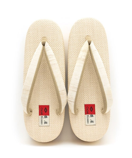 1円～ 菱屋 カレンブロッソ CalenBlosso カフェ草履 絹目調天 かかと5.5cmタイプ No32 Lサイズ 受注生産 菱屋 カレンブロッソ 江戸小紋シリーズ メンズ