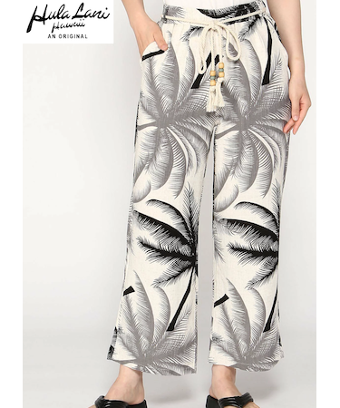 ﾚｰﾖﾝ麻 総柄ﾛﾝｸﾞﾊﾟﾝﾂ