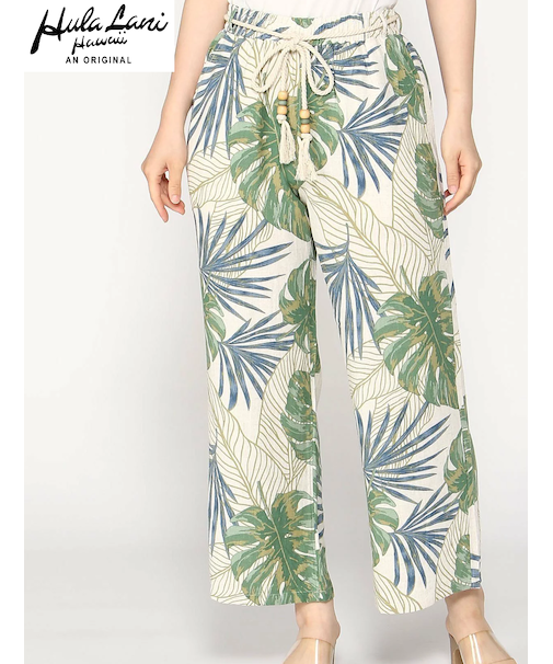 レーヨン麻 総柄ロングパンツ