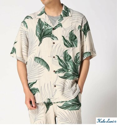 ﾚｰﾖﾝ麻 総柄BIG ｼｬﾂ