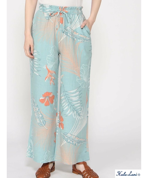 ﾚｰﾖﾝ麻 総柄ﾛﾝｸﾞﾊﾟﾝﾂ