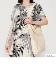 ﾚｰﾖﾝ麻 総柄裾ﾘﾎﾞﾝｸﾙｰ