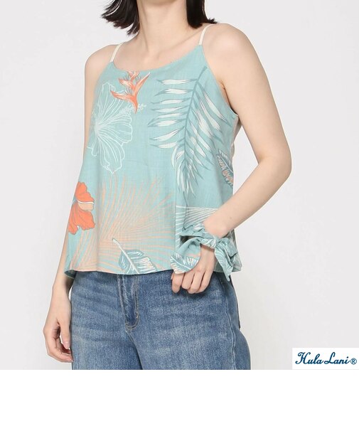 ﾚｰﾖﾝ麻 総柄ｷｬﾐｿｰﾙ