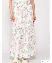 綿ｱﾛﾊ 総柄 ﾛﾝｸﾞｽｶｰﾄ