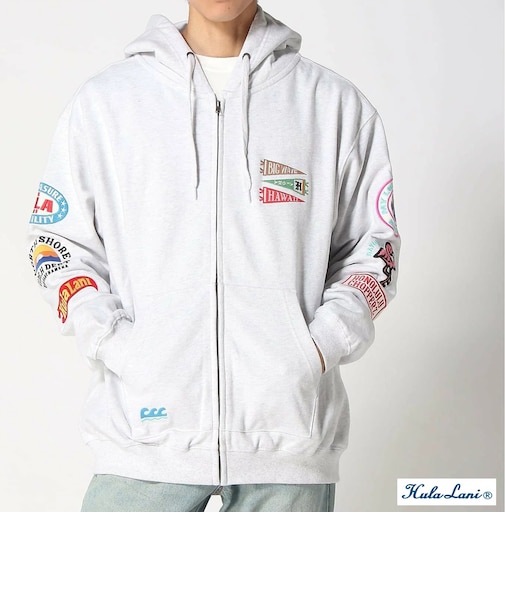 裏毛ワッペン風刺繍ZIPPK