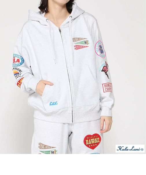 裏毛ﾜｯﾍﾟﾝ風刺繍ZIPPK