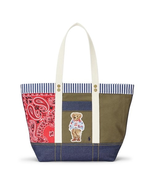 未使用品 ポロ ラルフローレンパッチワーク タイガー キャンバス トートバッグ パッチワーク Polo ベア ミディアム トート|ポロ ラルフ