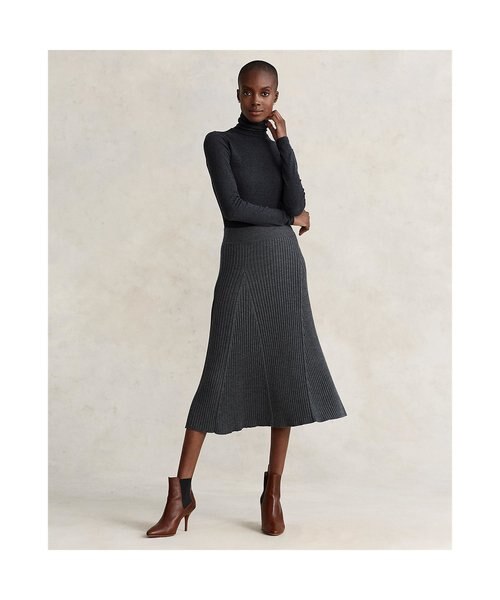 リブド メリノ ウール スカート｜ポロ ラルフ ローレンの通販｜&mall