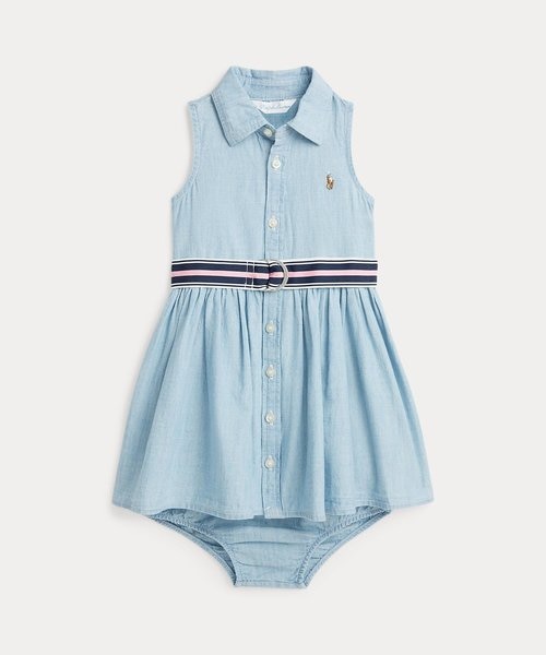 ベビー)ベルテッド シャンブレー シャツドレス & ブルマー｜ポロ