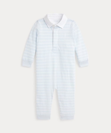 (ベビー)ストライプド コットン ラグビー カバーオール