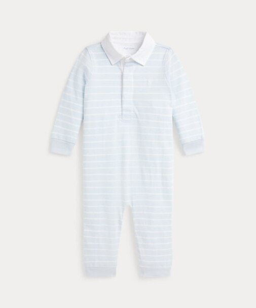 (ベビー)ストライプド コットン ラグビー カバーオール