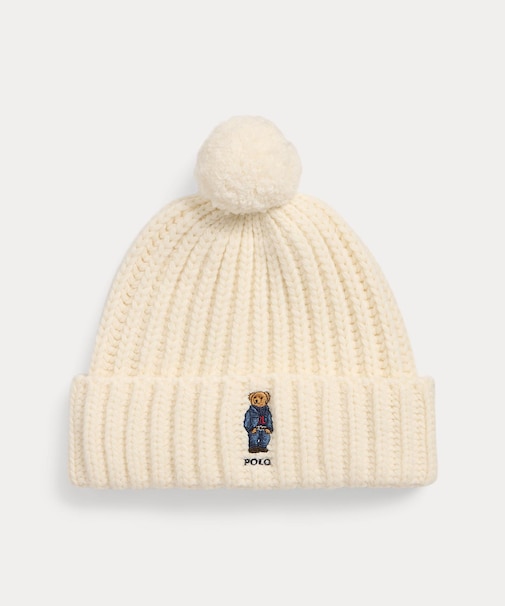 Polo ベア リブ ポンポン ビーニー ハット