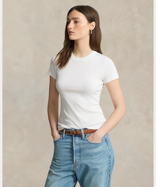 リブド コットン Tシャツ