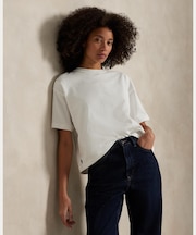 コットン ジャージー クロップド クルーネック Tシャツ