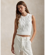 ケーブルニット コットン クロップド ベスト