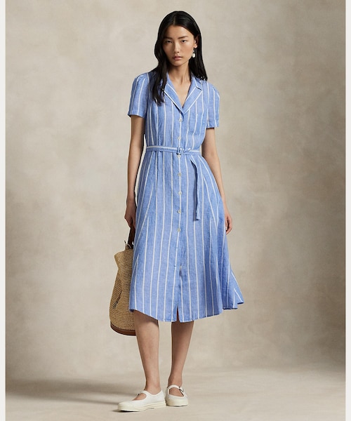 POLO RALPHLAUREN ラルフ ベルテッド リネン シャツドレス ベルテッド リネン シャツドレス | ラルフ ローレン公式